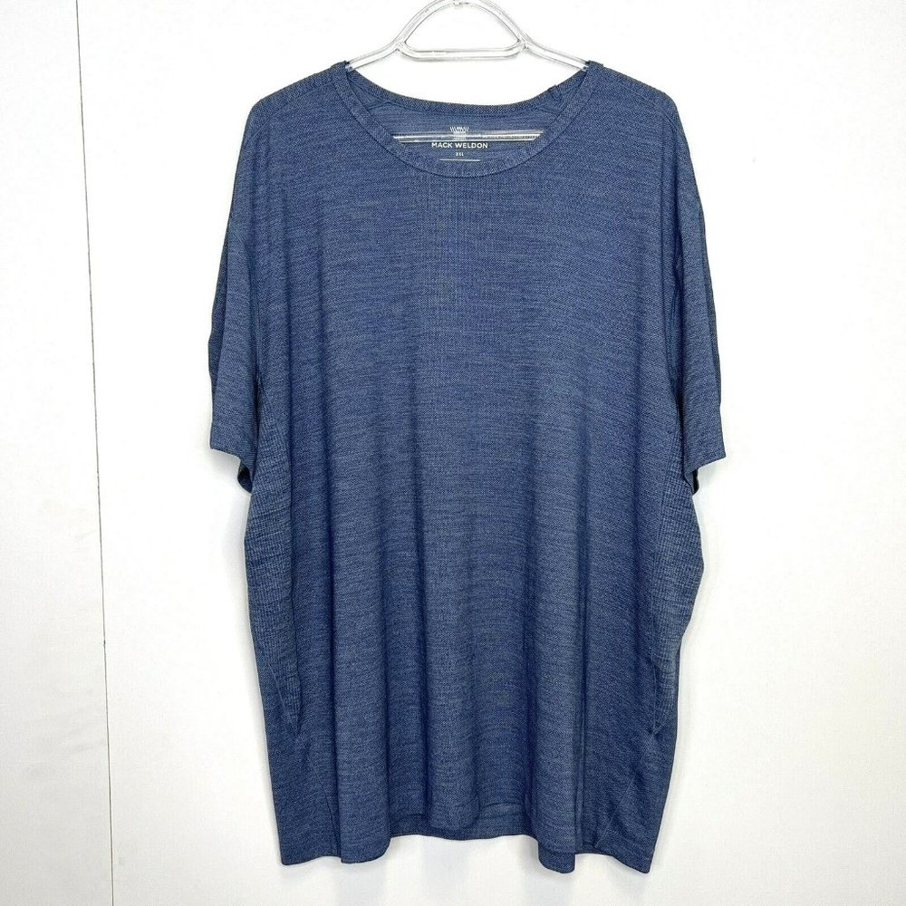 Mack Weldon Tee Top Shirt Men Blue Pullover Performance Stretch Size 2XL